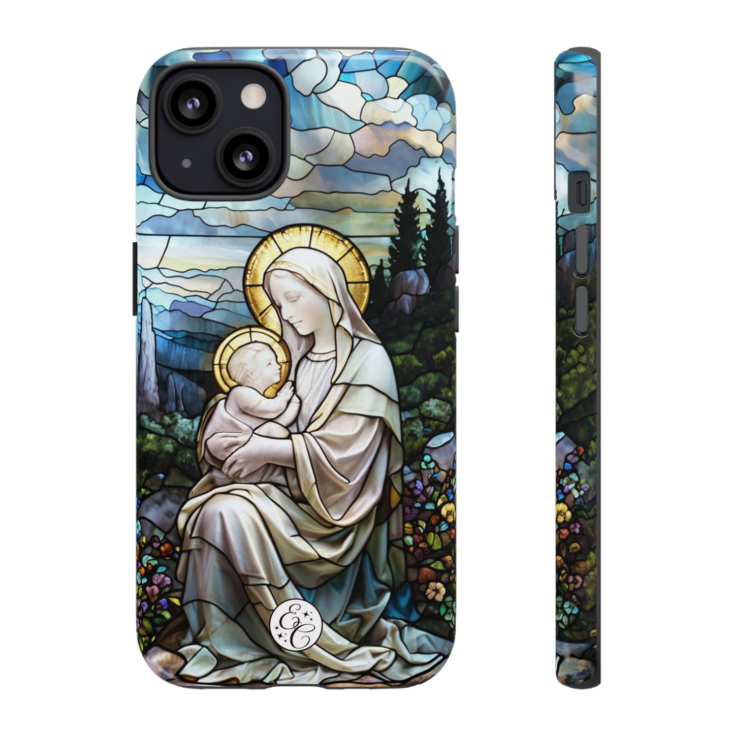 Virgin Mary with Baby Jesus Stained Glass Tough Phone Case