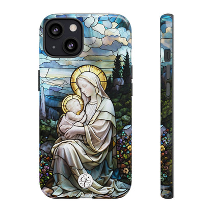 Virgin Mary with Baby Jesus Stained Glass Tough Phone Case