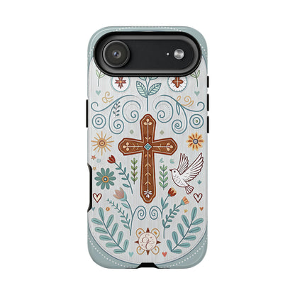Christian Cross Floral Tough Phone Case