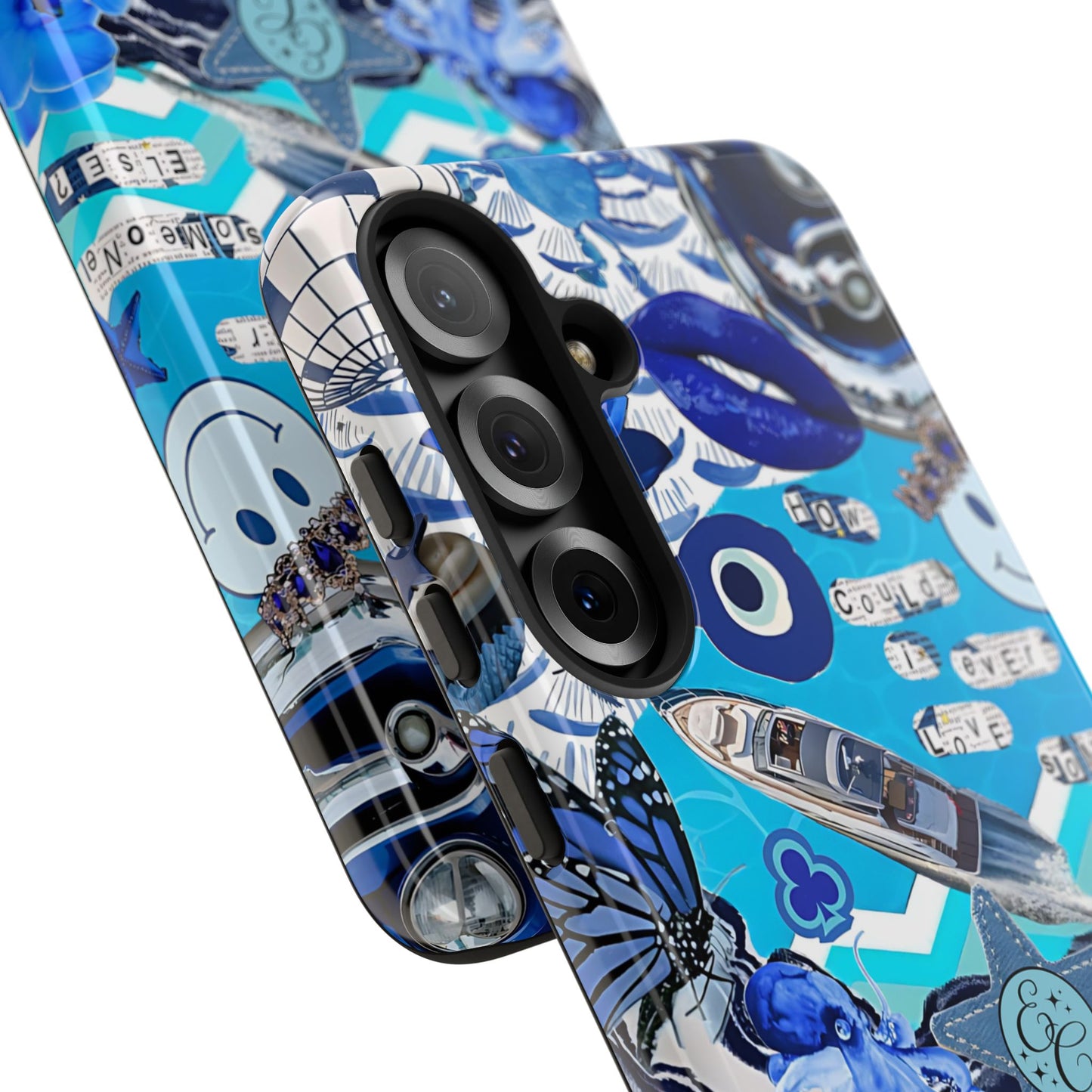 Eclectic Blue Collage Tough Phone Case