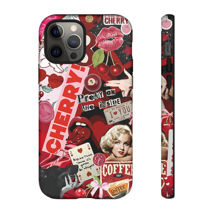 Cherry Theme Retro Collage Tough Phone Case