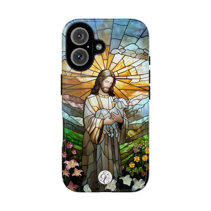 Jesus Holding a Lamb Stained Glass Tough Phone Case