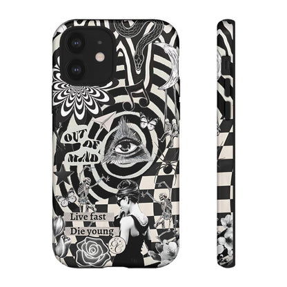 Black and White Psychedelic Art Tough Phone Case