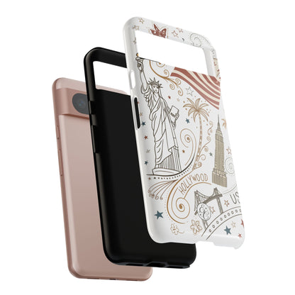USA Landmarks Boho Doodle Tough Phone Case
