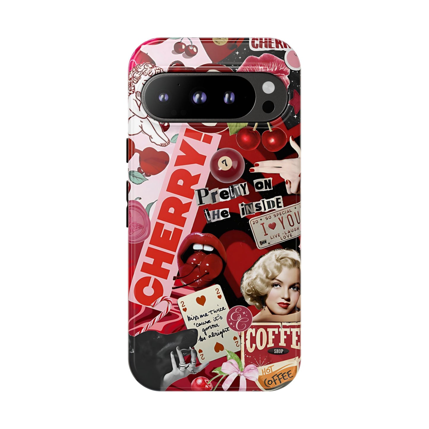 Cherry Theme Retro Collage Tough Phone Case