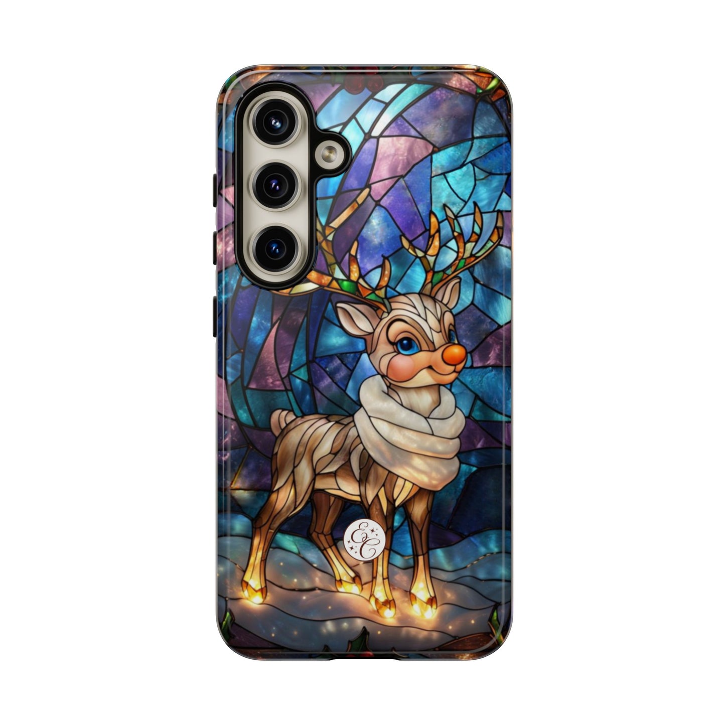 Cute Reindeer Stained Glass Tough Phone Case