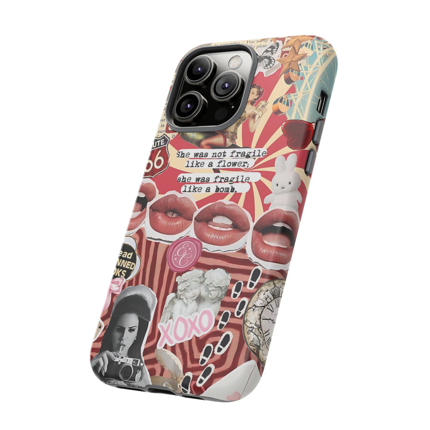 Feminine Aesthetic Retro Collage Tough Phone Case