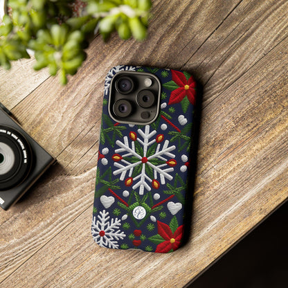 Snowflakes and Poinsettias Tough Phone Case