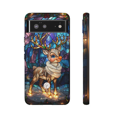 Cute Reindeer Stained Glass Tough Phone Case