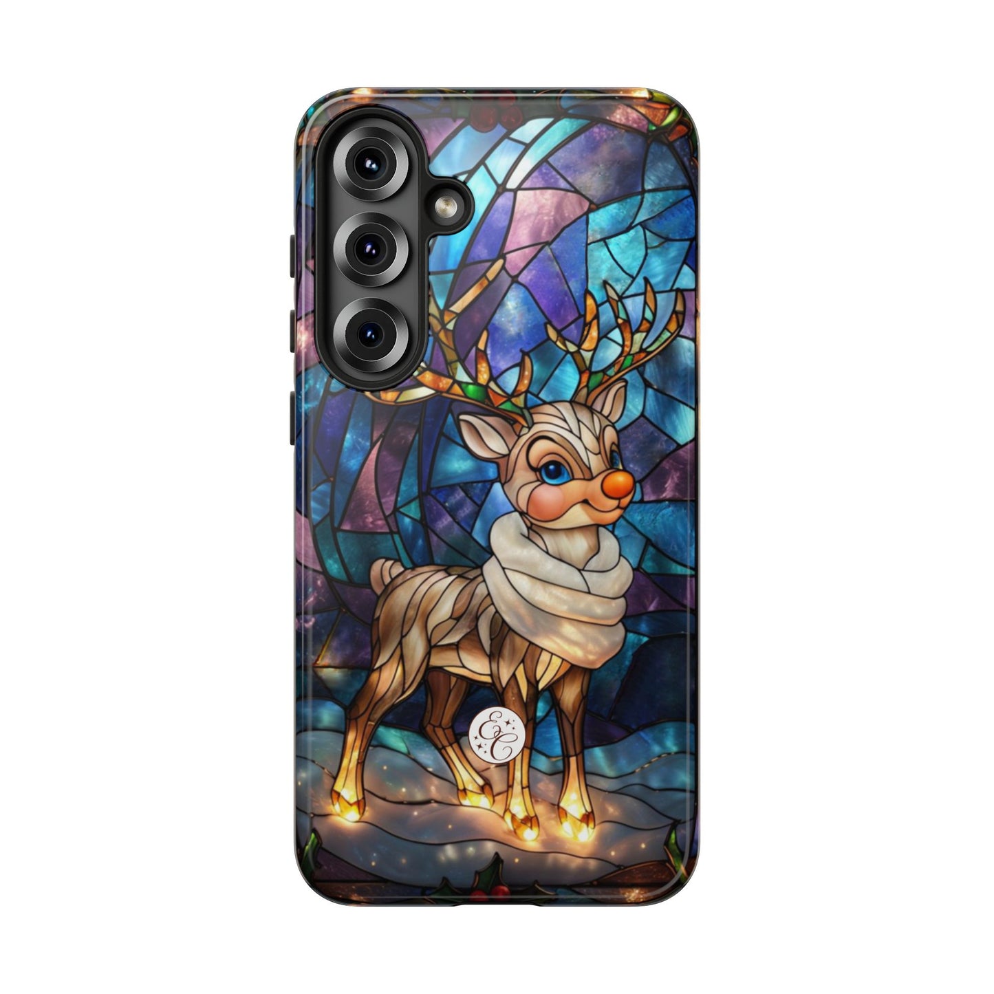 Cute Reindeer Stained Glass Tough Phone Case