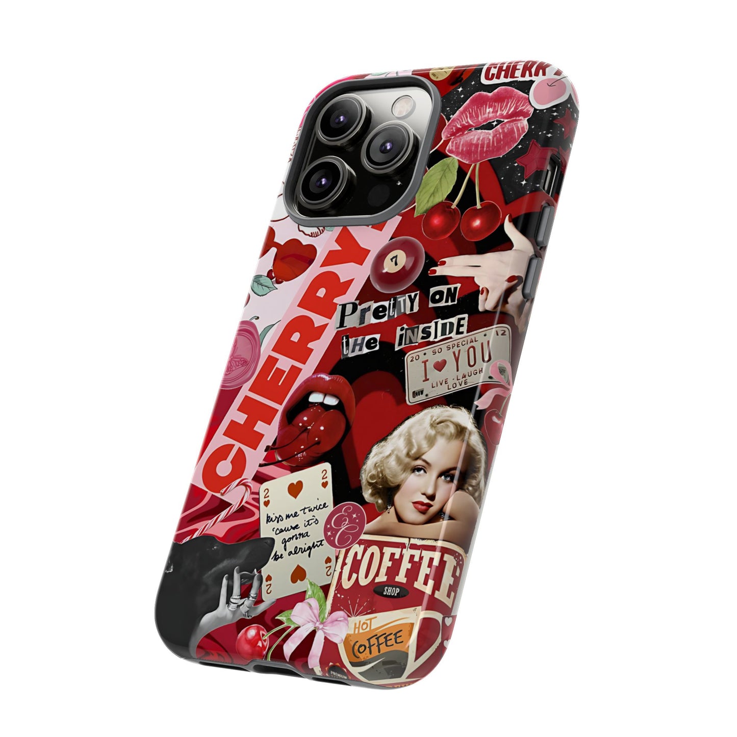 Cherry Theme Retro Collage Tough Phone Case