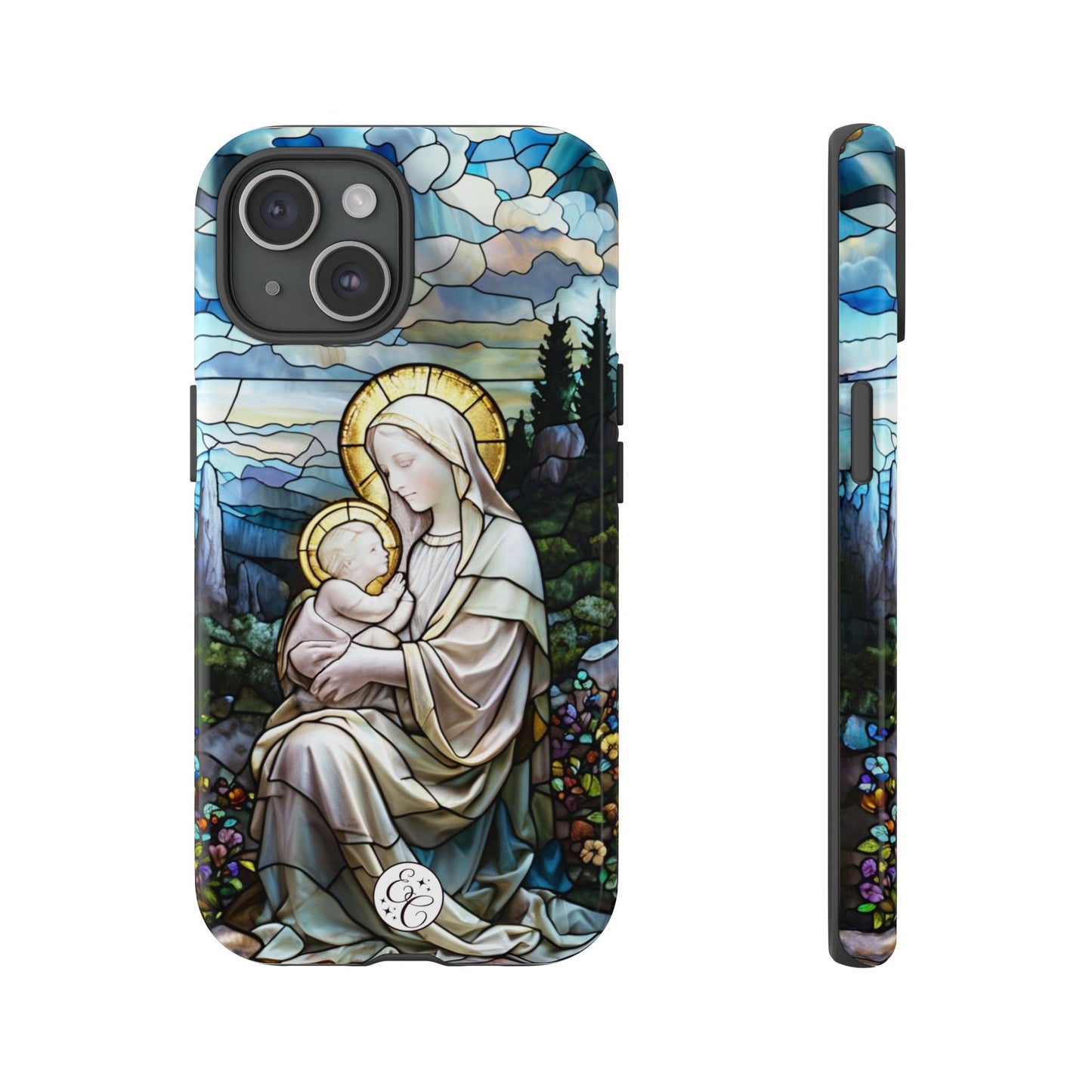 Virgin Mary with Baby Jesus Stained Glass Tough Phone Case
