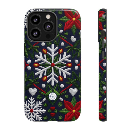 Snowflakes and Poinsettias Phone Case