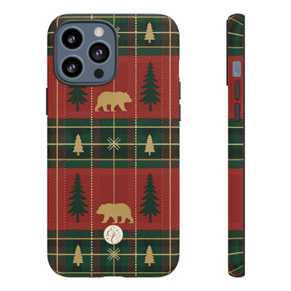 Christmas Bear Plaid Tough Phone Case