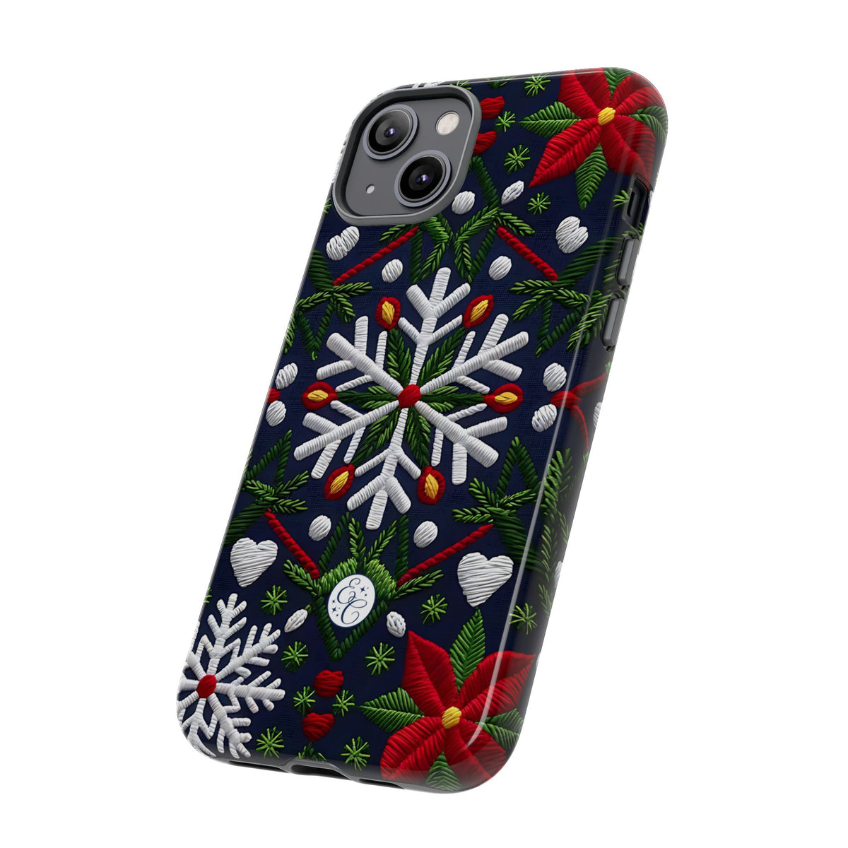 Snowflakes and Poinsettias Phone Case