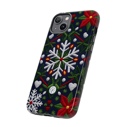 Snowflakes and Poinsettias Phone Case