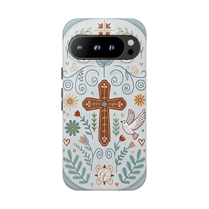 Christian Cross Floral Tough Phone Case