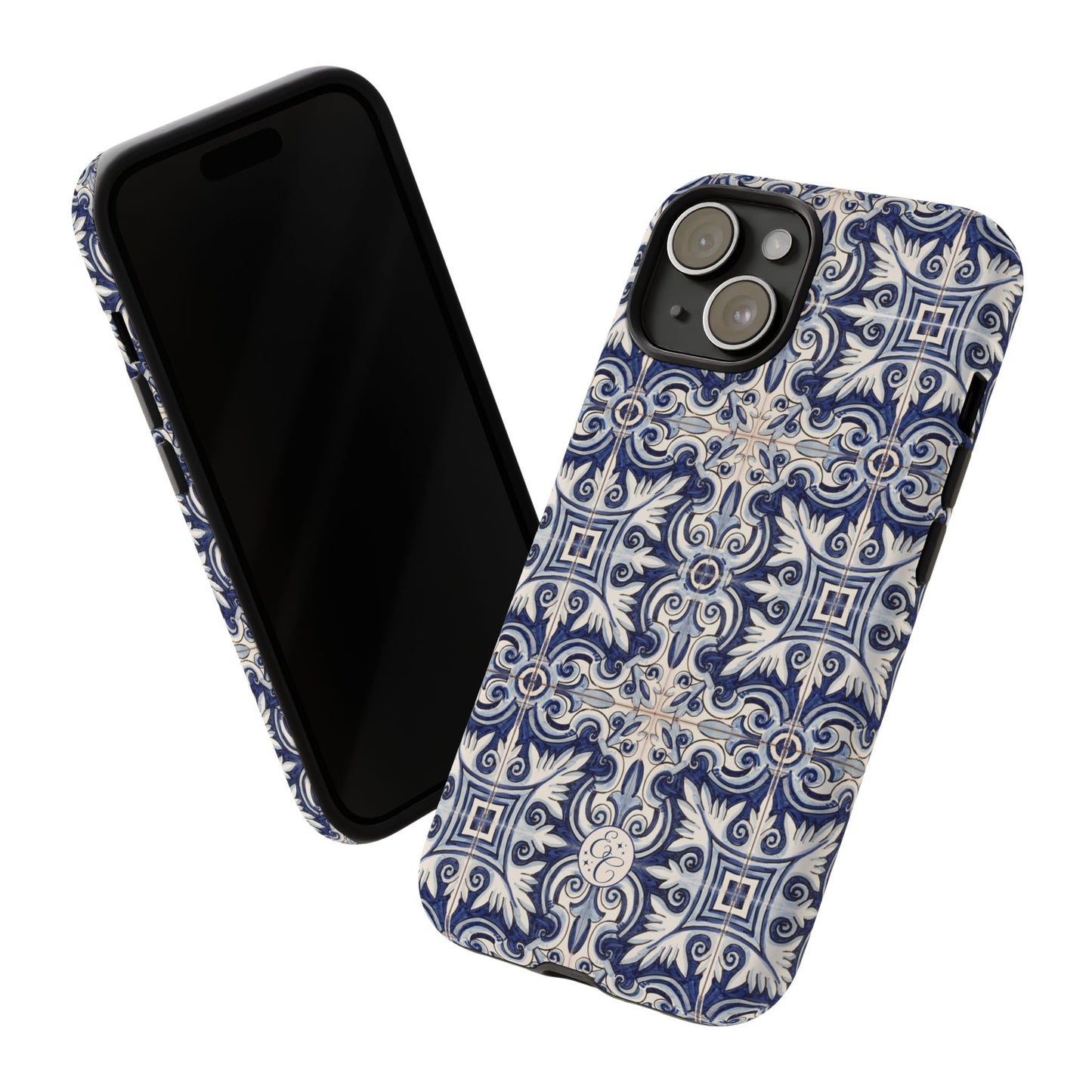 Mediterranean Floral Ceramic Pattern Tough Phone Case