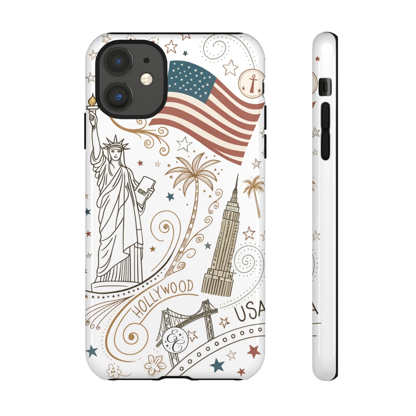 USA Landmarks Boho Doodle Tough Phone Case