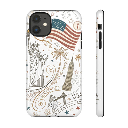 USA Landmarks Boho Doodle Tough Phone Case