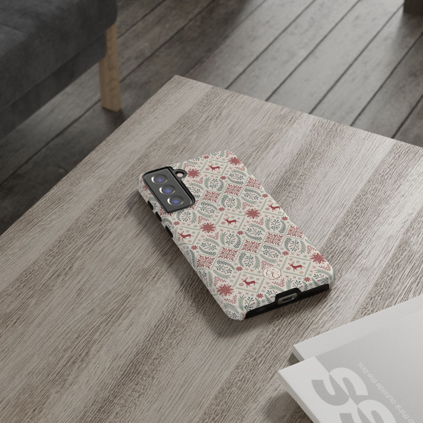 Red Reindeer Christmas Pattern Tough Phone Case