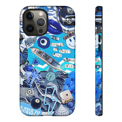 Eclectic Blue Collage Tough Phone Case