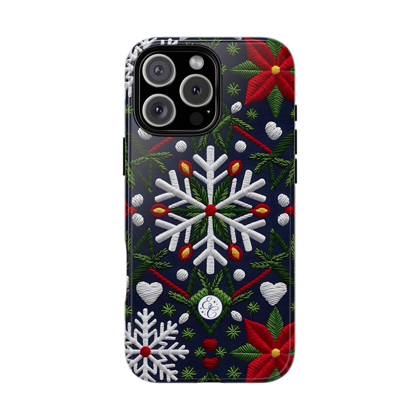 Snowflakes and Poinsettias Tough Phone Case