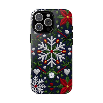 Snowflakes and Poinsettias Tough Phone Case