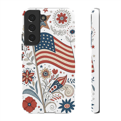 Boho USA Flag Floral Tough Phone Case