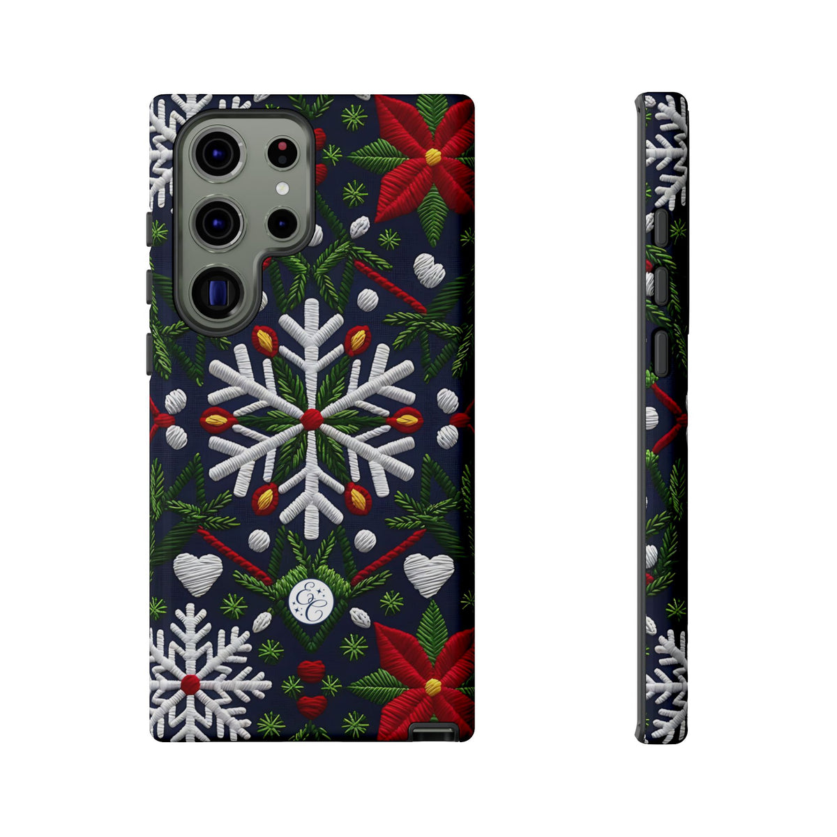 Snowflakes and Poinsettias Phone Case