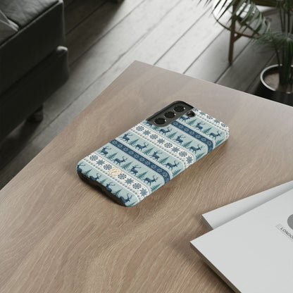 Blue Winter Reindeer Tough Phone Case