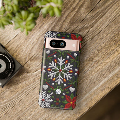 Snowflakes and Poinsettias Tough Phone Case