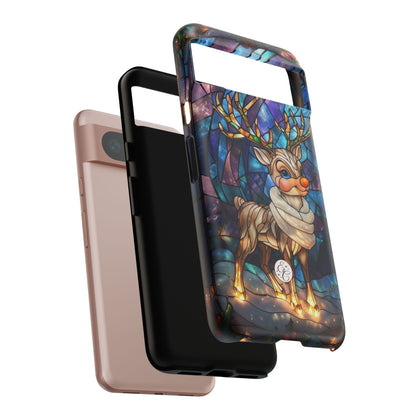 Cute Reindeer Stained Glass Tough Phone Case