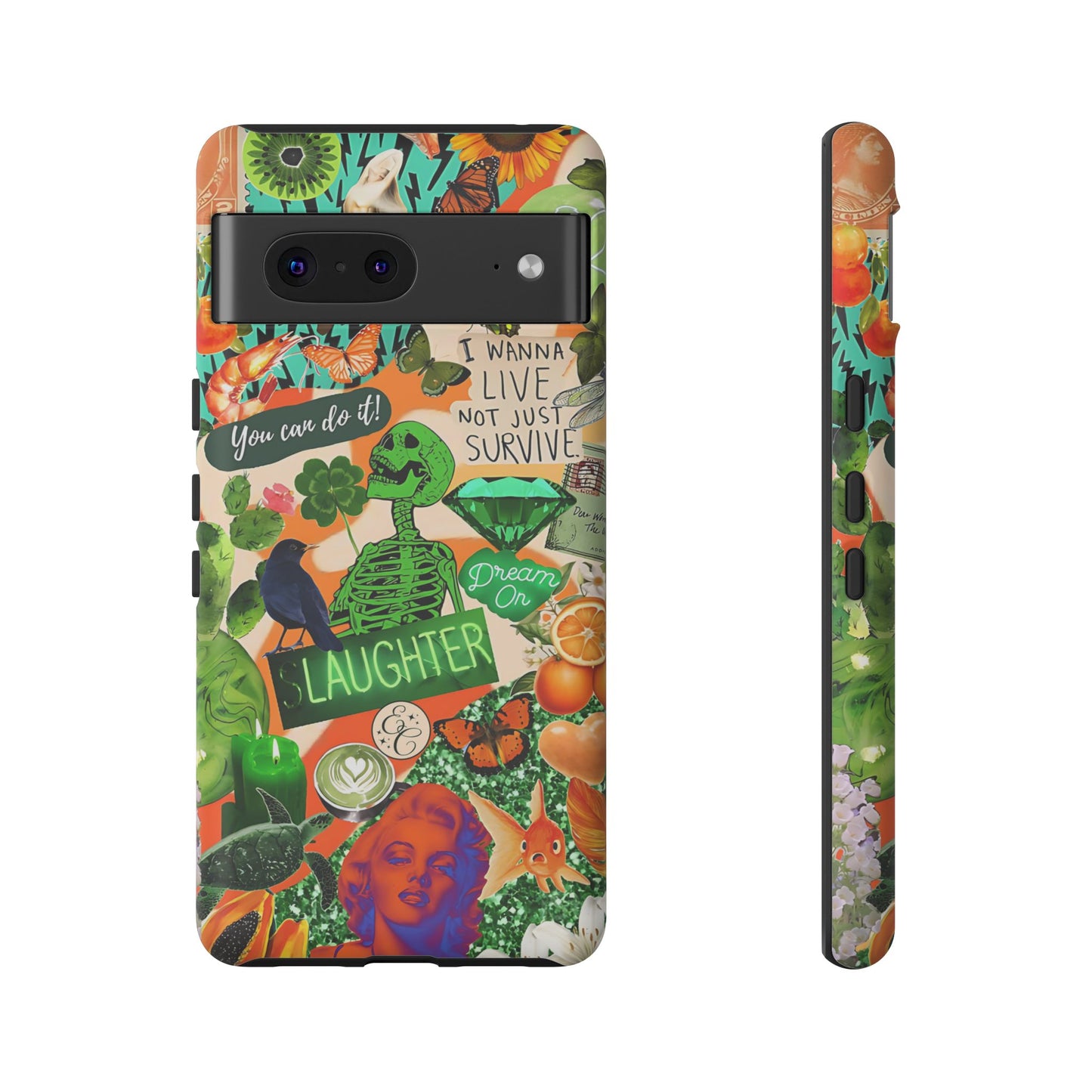 Green and Orange Collage Tough Phone Case