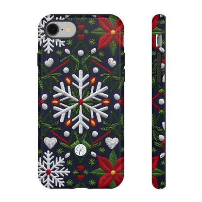 Snowflakes and Poinsettias Tough Phone Case