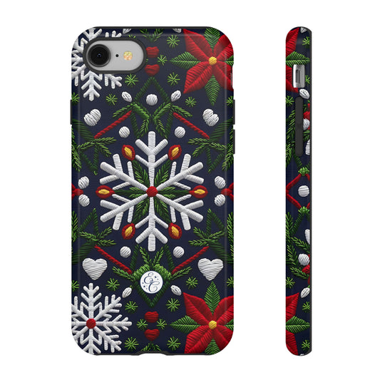 Snowflakes and Poinsettias Tough Phone Case