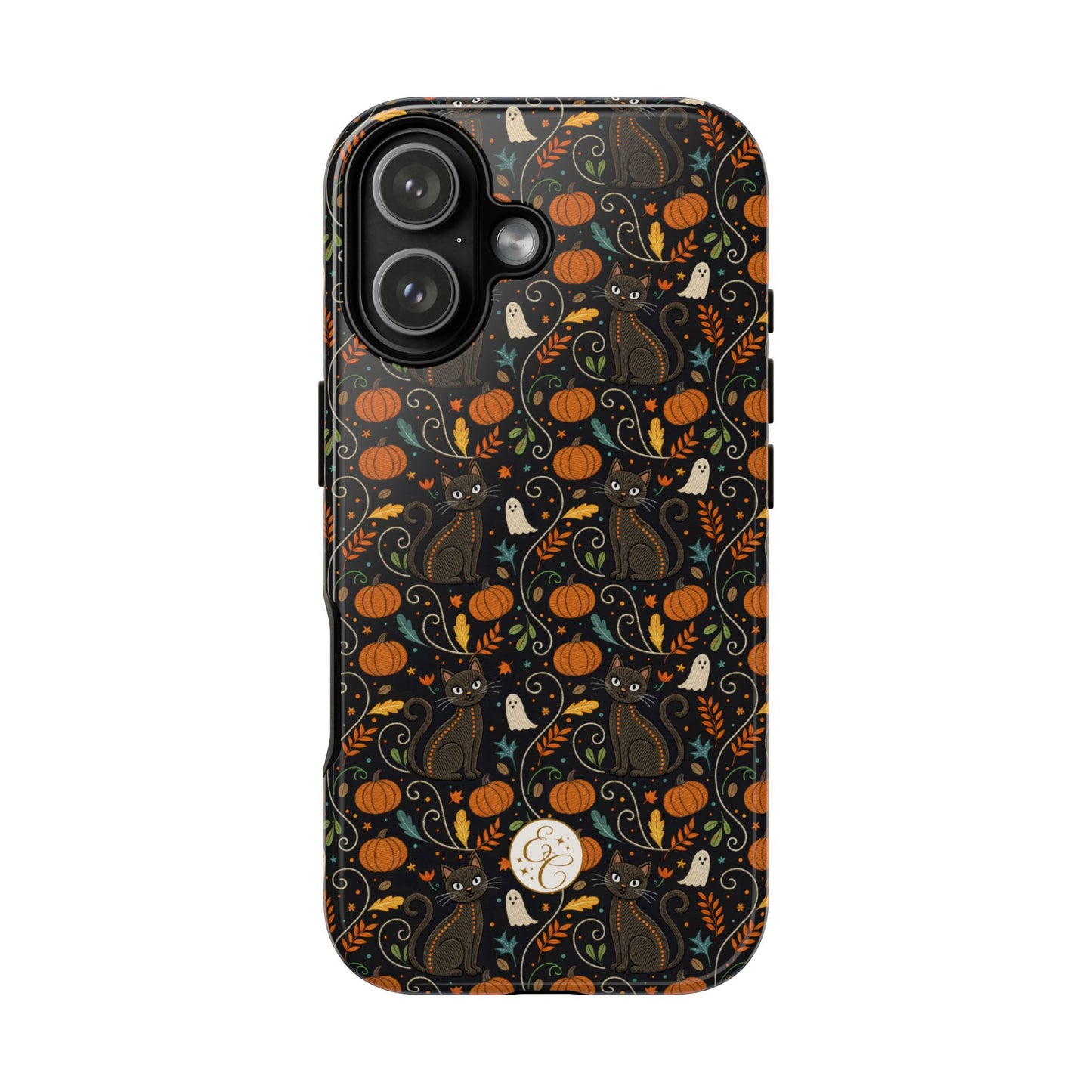 Boho Halloween Black Cat Pattern Tough Phone Case