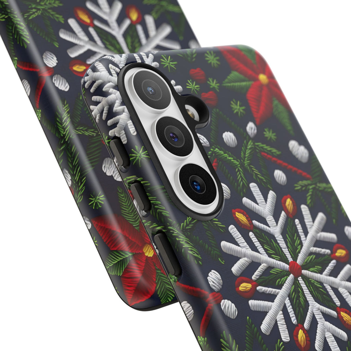 Snowflakes and Poinsettias Phone Case