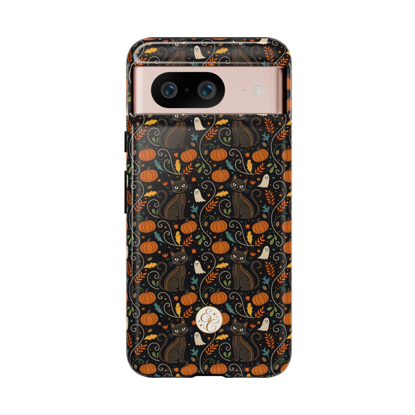 Boho Halloween Black Cat Pattern Tough Phone Case