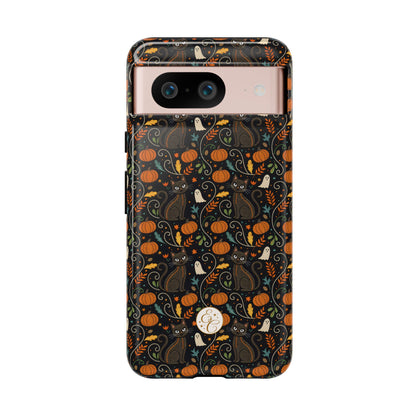Boho Halloween Black Cat Pattern Tough Phone Case