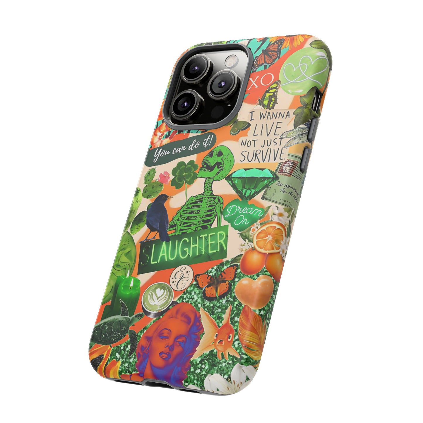 Green and Orange Collage Tough Phone Case