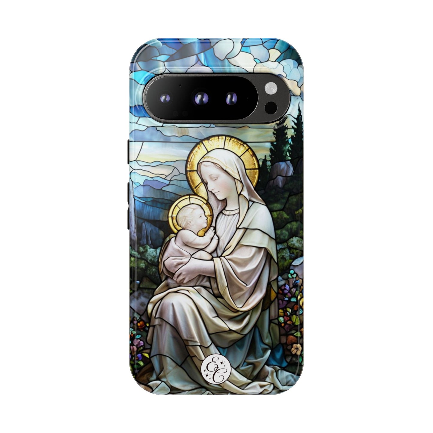 Virgin Mary with Baby Jesus Stained Glass Tough Phone Case
