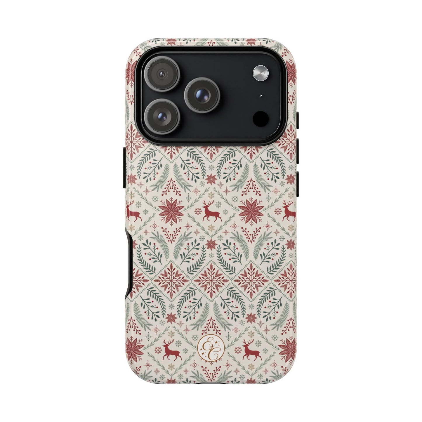Red Reindeer Christmas Pattern Tough Phone Case