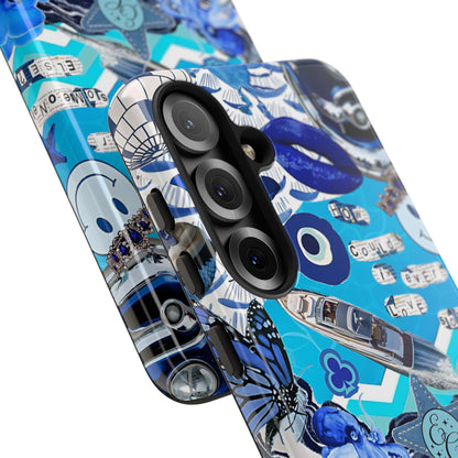 Eclectic Blue Collage Tough Phone Case