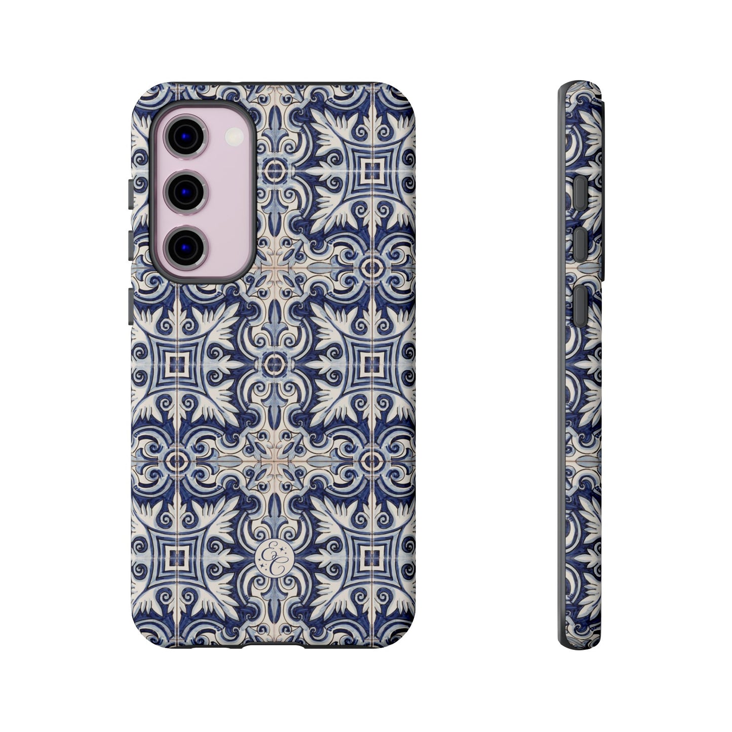 Mediterranean Floral Ceramic Pattern Tough Phone Case