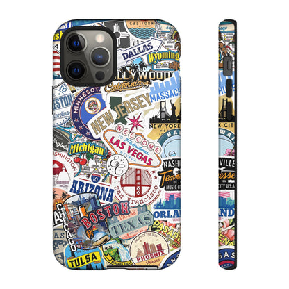 USA Travel Stickers Tough Phone Case