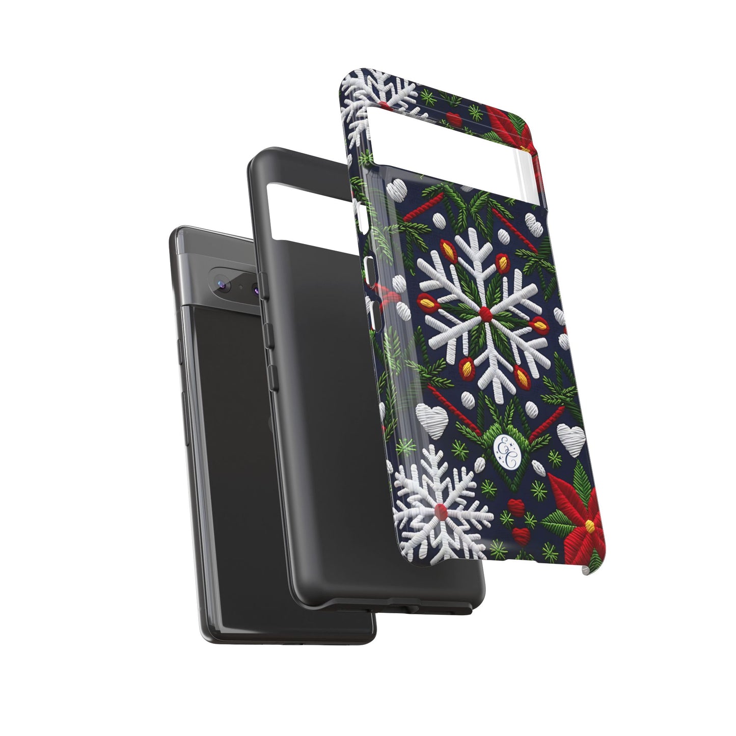 Snowflakes and Poinsettias Tough Phone Case