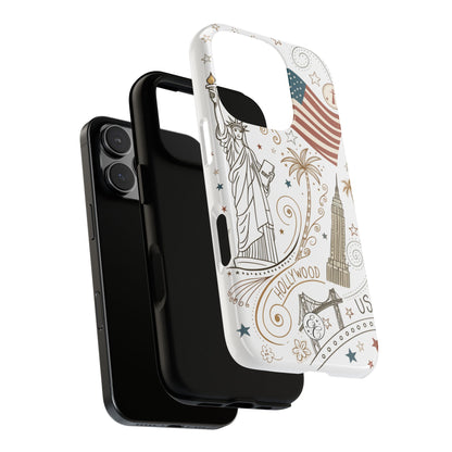 USA Landmarks Boho Doodle Tough Phone Case