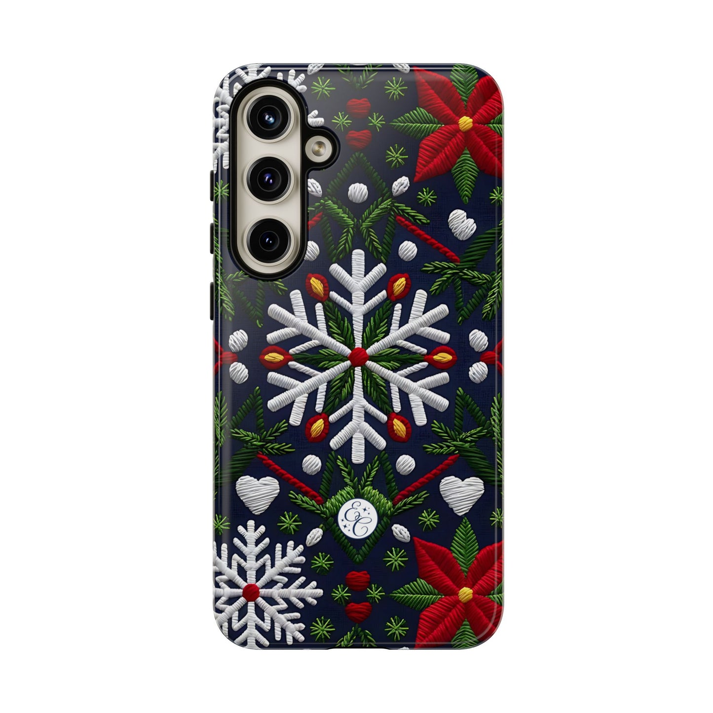 Snowflakes and Poinsettias Tough Phone Case