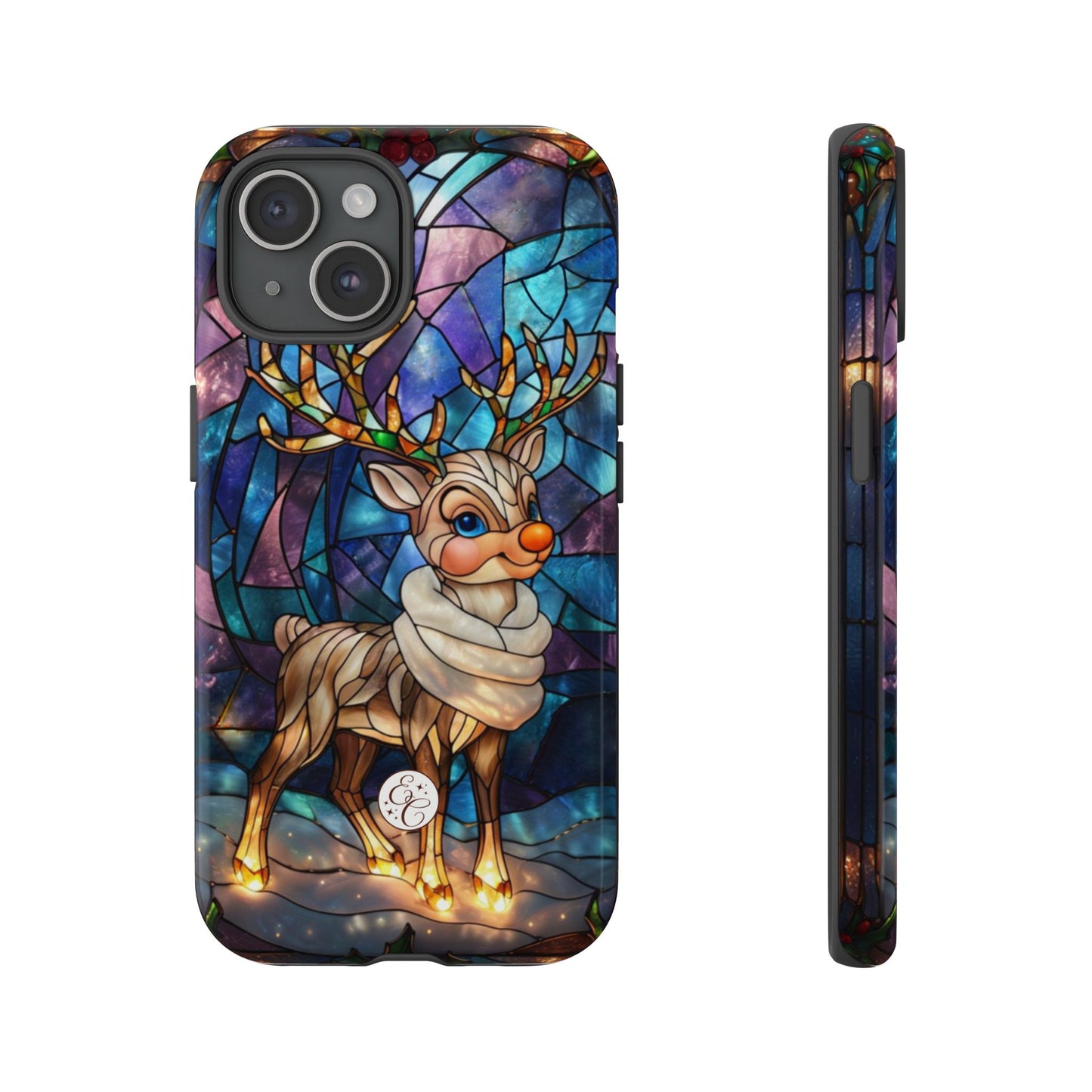 Cute Reindeer Stained Glass Tough Phone Case